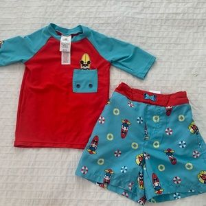 Disney Boys 4T Mickey swimsuit + rash guard